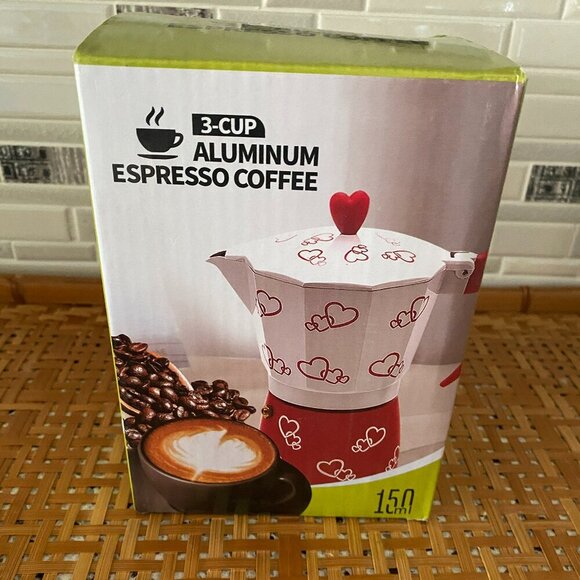 NEW Espresso Coffee Maker Aluminum 3-Cup with Removable Stainless Steel Filter - Picture 3 of 5